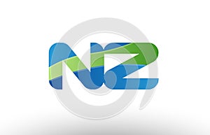 blue green nz n z alphabet letter logo combination icon design