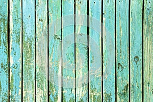 Blue green old wood background - Weathered wooden planks in vert