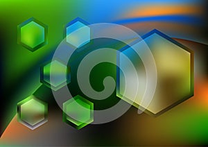 Blue Green and Orange Hexagon Shape Background Vector Illustration