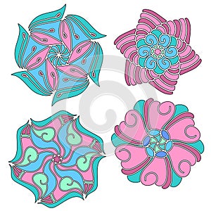 Blue,green and pink ornament collection