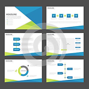 Blue green polygon presentation templates Infographic elements flat design set for brochure flyer leaflet marketing