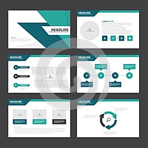 Blue green presentation templates Infographic elements flat design set for brochure flyer leaflet marketing