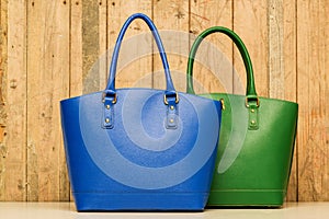 Blue and green purse