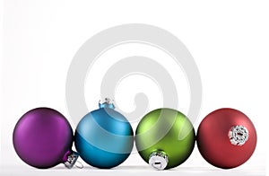 Blue and green, and red, Christmas ornaments