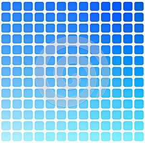 Blue green red rounded mosaic background over white square