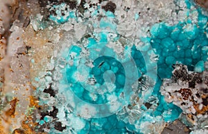 Blue-green rosasite minerals photo