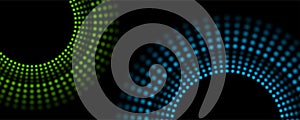 Blue green shiny dotted circles abstract futuristic tech background