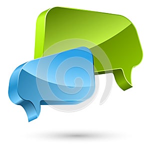 Blue and green speech bubbles
