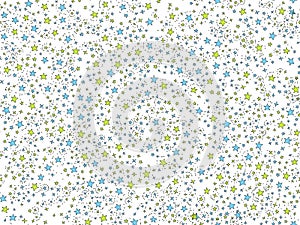 Blue and Green stars, vector seamless pattern. Endless background with hand drawned cute cartoon colored stars. Cute