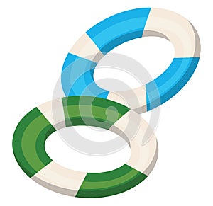 Blue and green swimming rings, icon