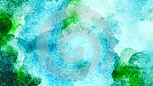 Blue green teal turquoise abstract watercolor. Colorful art background for design.