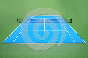 Blue and green tennis court surface