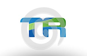 blue green tr t r alphabet letter logo combination icon design