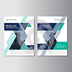 Blue green triangle geometric Vector annual report Leaflet Brochure Flyer template design, book cover layout design