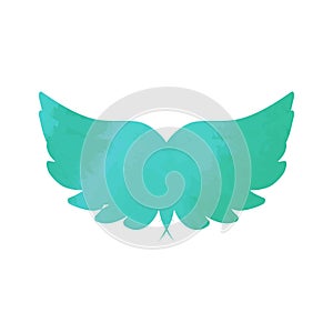 Blue green water color angel wing logo and illustration