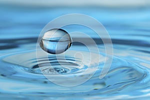 Blue green water drop and splash