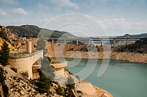 Blue-green water reservoir of Contreras, near Valencia, Spain photo