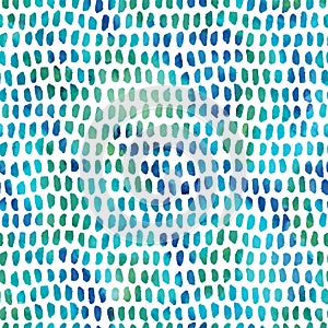 Blue green watercolor texture abstract seamless geometrical pattern on white background for fabric, wallpaper