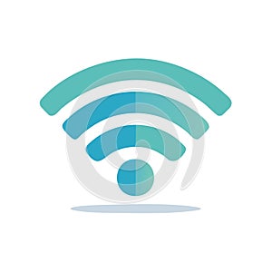 Blue-green Wireless Network Icon on White Background for Technology and Connectivity