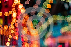 Blue, Green And Yellow, Blurred, Bokeh Lights Against Black Background