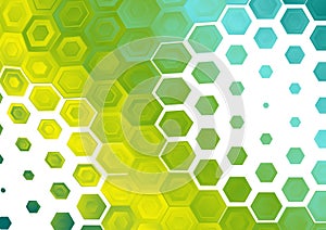 Blue Green and Yellow Hexagon Background