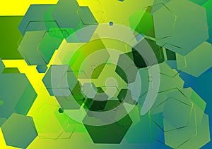 Blue Green and Yellow Hexagon Shape Background