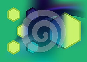 Blue Green and Yellow Hexagon Shape Background Illustration