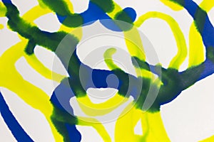 Blue, Green and Yellow paint abstract design
