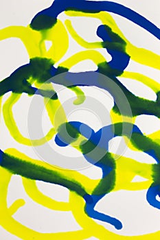 Blue, Green and Yellow paint abstract design