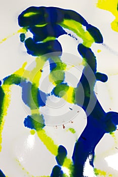 Blue, Green and Yellow paint abstract design