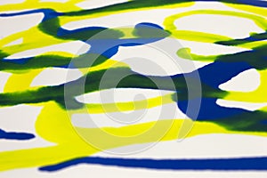 Blue, Green and Yellow paint abstract design