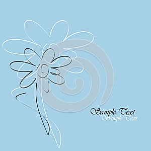 Blue greeting card with flower