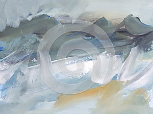 Blue and Grey Abstract Art Painting background. Painting Blue LandscapeÂ°