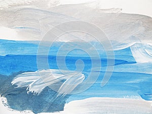 Blue and Grey Abstract Art Painting background. Painting Blue Sea