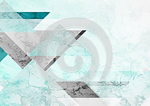 Blue and grey grunge triangles abstract background