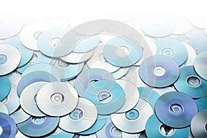 Blue grey silver DVD and CD disks data concept