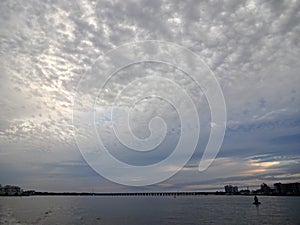 Blue and Grey Stormy Skies Above Ocean City Coastline