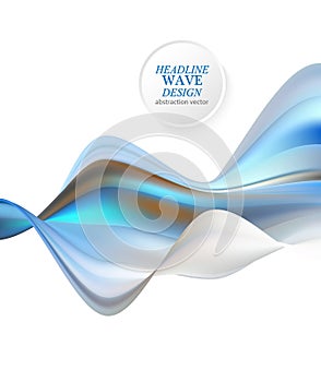 Blue and grey tech flowing liquid waves. Abstract vector futuristic background.