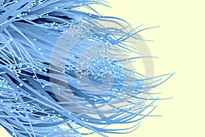 Blue growing lines and points, 3d rendering