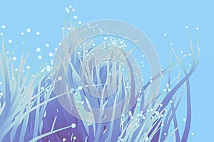 Blue growing lines and points, 3d rendering