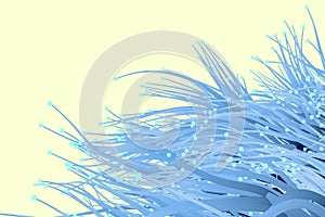 Blue growing lines and points, 3d rendering