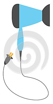 Blue hair dryer vector illustration