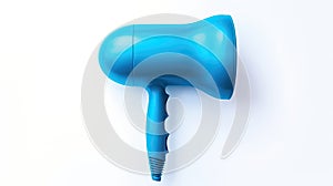 blue hair dryer on white background