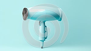 blue hair dryer on white background