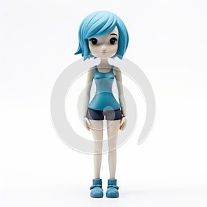 Blue Haired Cartoon Female Vinyl Figure - Trace Monotone Style