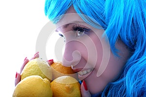 Blue hairs girl vs lemons