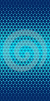 Blue halftone triangles pattern. Abstract geometric gradient background. Vector illustration