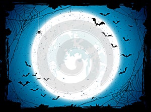 Blue Halloween background with bats