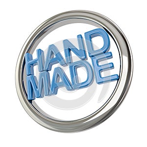 Blue hand made icon 3d illustration