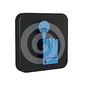 Blue Hand touch and tap gesture icon isolated on transparent background. Click here, finger, touch, pointer, cursor